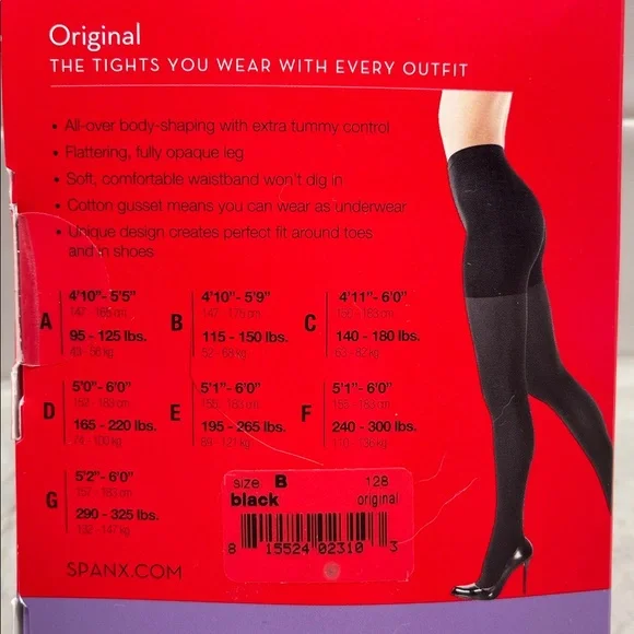 NWT Spanx Black Tight-End Tights Size B - Picture 2 of 3